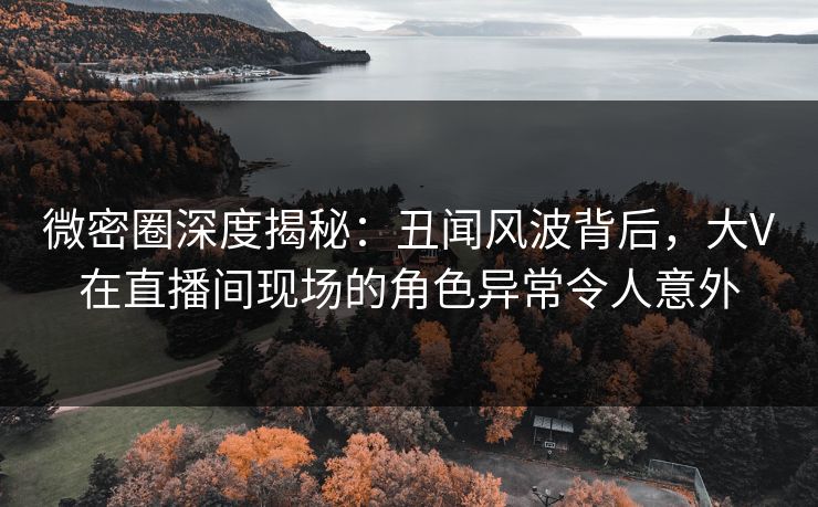 微密圈深度揭秘：丑闻风波背后，大V在直播间现场的角色异常令人意外