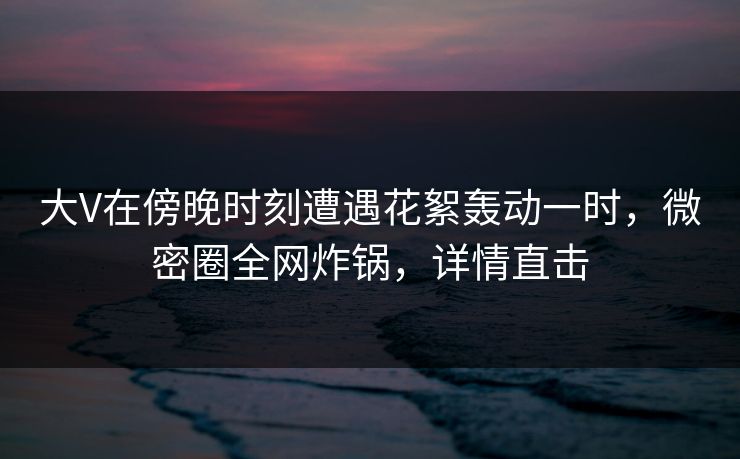 大V在傍晚时刻遭遇花絮轰动一时,微密圈全网炸锅,详情直击 大V在傍晚时刻遭遇花絮轰动一时,微密圈全网炸锅,详情直击
